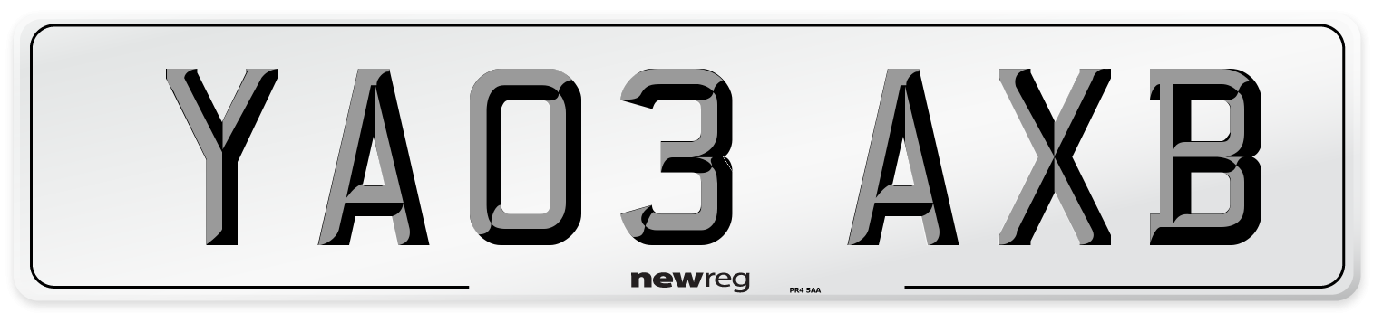 YA03 AXB Number Plate from New Reg